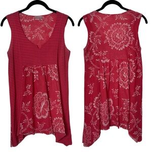 Johnny Heaven Tank Top Women's LG Asymmetrical Stretch Nylon V-neck Y2K Vintage